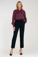 Wiskozowa bluzka z szarfą B204 Śliwka - Nife Nife