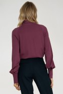 Wiskozowa bluzka z szarfą B204 Śliwka - Nife Nife
