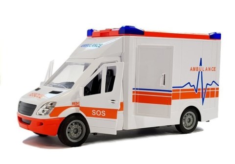 Ambulans na Baterie z noszami Dźwięk i Światło LEAN Toys Ambulans na Baterie z noszami Dźwięk i Światło LEAN Toys