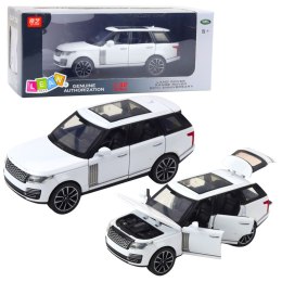 Auto Range Rover Metalowe Suv Białe 1:32 Światła Dźwięki LEAN Toys