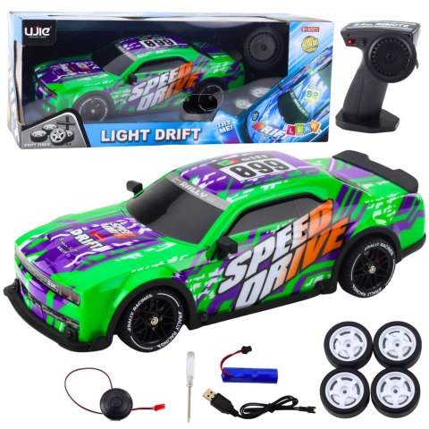 Auto Sportowe Zdalnie Sterowane RC Podświetlana Karoseria Drift Zielone LEAN Toys Auto Sportowe Zdalnie Sterowane RC Podświetlana Karoseria Drift Zielone LEAN Toys