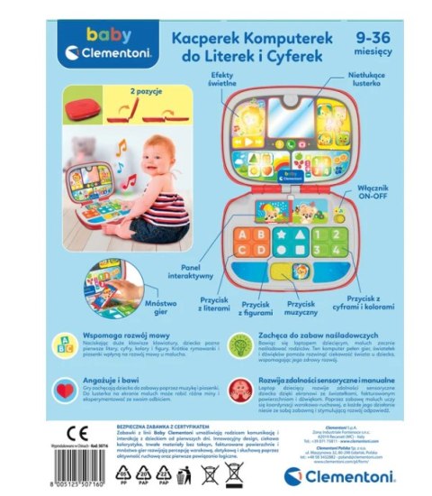 Interaktywny Laptop Komputerek Kacperek do Literek i Cyferek Język Polski Clementoni 50716 Clementoni Interaktywny Laptop Komputerek Kacperek do Literek i Cyferek Język Polski Clementoni 50716 Clementoni