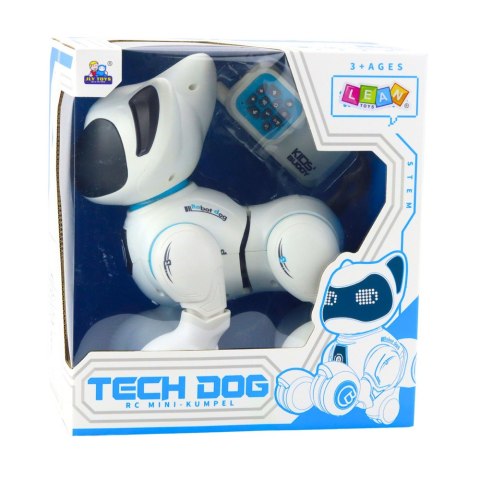 Piesek Interaktywny Robot Pies Pilot Światło Dźwięk Biały Niebieski LEAN Toys Piesek Interaktywny Robot Pies Pilot Światło Dźwięk Biały Niebieski LEAN Toys