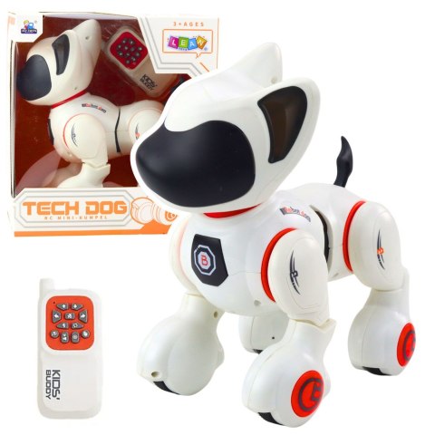 Piesek Interaktywny Robot Pies Pilot Światło Dźwięk Biały Pomarańczowy LEAN Toys