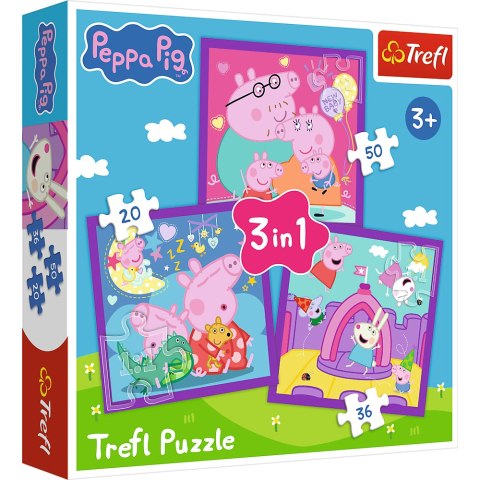 Puzzle - 3w1 (20, 36, 50) - Zwyczaje świnki Peppy - Świnka Peppa - Trefl 34893 Trefl Puzzle Puzzle - 3w1 (20, 36, 50) - Zwyczaje świnki Peppy - Świnka Peppa - Trefl 34893 Trefl Puzzle