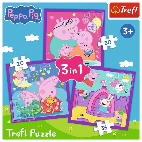 Puzzle - 3w1 (20, 36, 50) - Zwyczaje świnki Peppy - Świnka Peppa - Trefl 34893 Trefl Puzzle Puzzle - 3w1 (20, 36, 50) - Zwyczaje świnki Peppy - Świnka Peppa - Trefl 34893 Trefl Puzzle