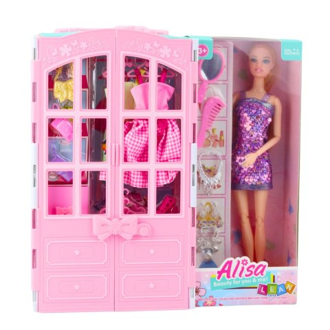 Zestaw Lalka Z Szafą Akcesoria Ubrania Moda Przebieranki Dla Dziewczynek LEAN Toys Zestaw Lalka Z Szafą Akcesoria Ubrania Moda Przebieranki Dla Dziewczynek LEAN Toys