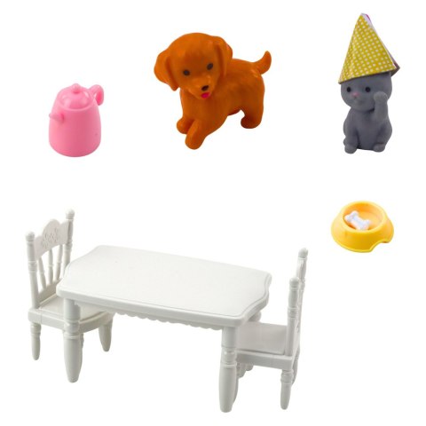 Zestaw Urodzinowy Lalka Zwierzęta Pies Kot Stół Akcesoria LEAN Toys Zestaw Urodzinowy Lalka Zwierzęta Pies Kot Stół Akcesoria LEAN Toys