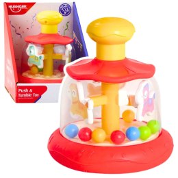 Interaktywna Karuzela Bączek Z Kulkami Dla Malucha Czerwony LEAN Toys