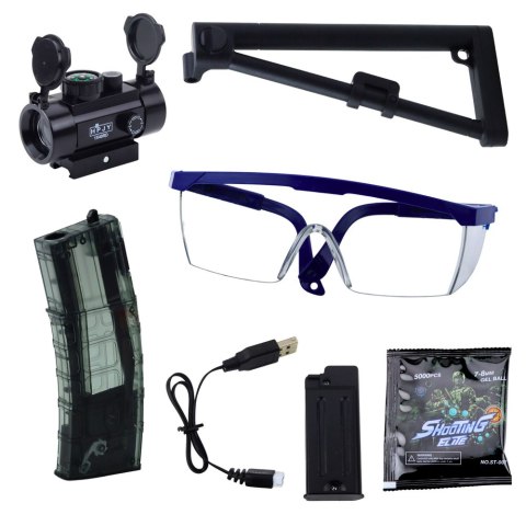 Karabin Na Kulki Wodne MK7 Na Akumulator Celownik Okulary Kulki LEAN Toys Karabin Na Kulki Wodne MK7 Na Akumulator Celownik Okulary Kulki LEAN Toys
