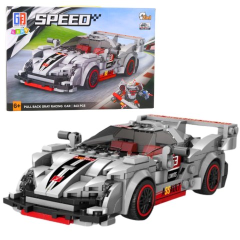 Klocki Konstrukcyjne Auto Sportowe Robot 2w1 Szary 363 el. LEAN Toys Klocki Konstrukcyjne Auto Sportowe Robot 2w1 Szary 363 el. LEAN Toys