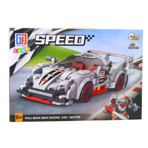 Klocki Konstrukcyjne Auto Sportowe Robot 2w1 Szary 363 el. LEAN Toys Klocki Konstrukcyjne Auto Sportowe Robot 2w1 Szary 363 el. LEAN Toys