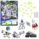 Naklejki Fluorescencyjne Świecące Na Ścianę Kosmos Statki Gwiazdki LEAN TOYS