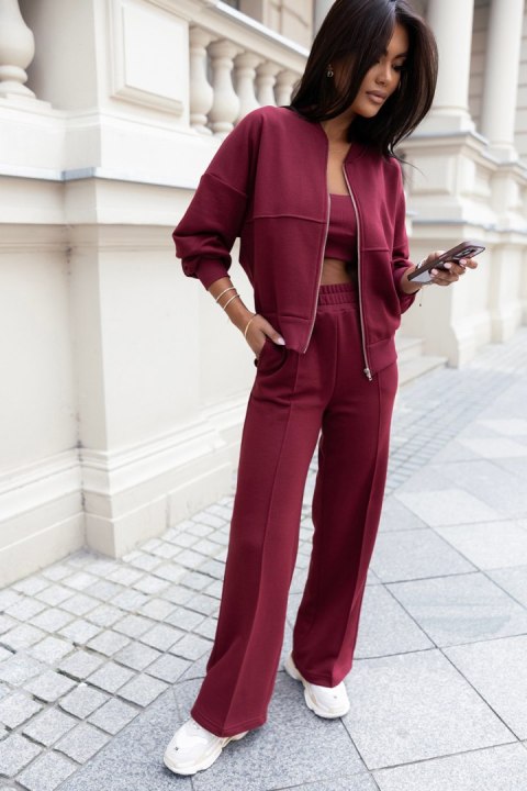 Spodnie Komplet Model Misty D33 Bordo - IVON IVON Spodnie Komplet Model Misty D33 Bordo - IVON IVON