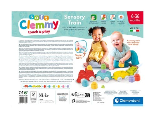 Clemmy Kolorowy Pociąg Sensoryczny Lokomotywa Wagony Klocki 70cm Clementoni 17961 Clementoni Clemmy Kolorowy Pociąg Sensoryczny Lokomotywa Wagony Klocki 70cm Clementoni 17961 Clementoni