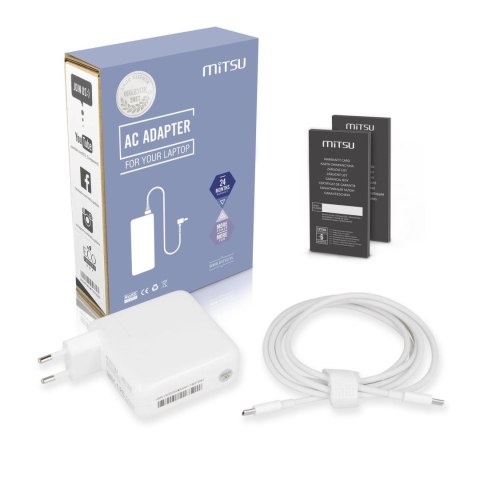 Zasilacz sieciowy Mitsu 100W USB-C, USBC, 5-20V, 3-5A (white) do notebooka Mitsu Zasilacz sieciowy Mitsu 100W USB-C, USBC, 5-20V, 3-5A (white) do notebooka Mitsu