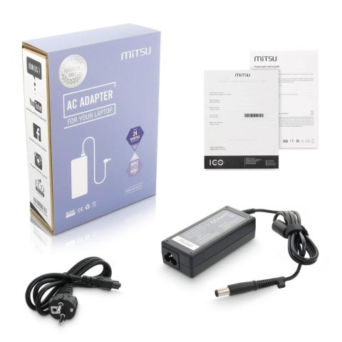 Zasilacz sieciowy Mitsu 18.5V 3.5A (7.4x5.0 pin) 65W do notebooka HP, Compaq Mitsu Zasilacz sieciowy Mitsu 18.5V 3.5A (7.4x5.0 pin) 65W do notebooka HP, Compaq Mitsu