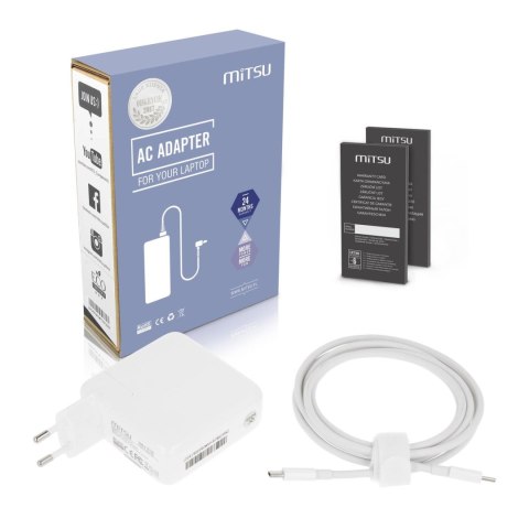Zasilacz sieciowy Mitsu 61W USB-C, USBC, 5-20.3V, 3A (white) do notebooka Mitsu Zasilacz sieciowy Mitsu 61W USB-C, USBC, 5-20.3V, 3A (white) do notebooka Mitsu