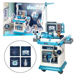 Zestaw Lekarski Medyczny Wózek z EKG Światła Dźwięki 37 el. LEAN Toys