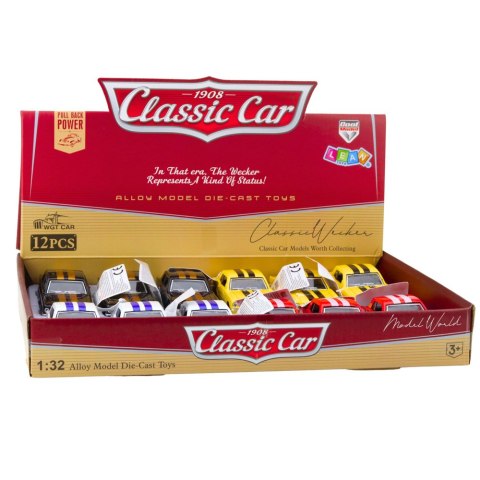 Autko Klasyczne Z Napędem Pull-Back Metalowe Otwierane Drzwi 1:32 Mix LEAN TOYS Autko Klasyczne Z Napędem Pull-Back Metalowe Otwierane Drzwi 1:32 Mix LEAN TOYS