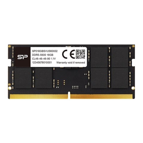 Pamięć SODIMM DDR5 Silicon Power 16GB (1x16GB) 5600MHz CL46 1,1V Black Silicon Power Pamięć SODIMM DDR5 Silicon Power 16GB (1x16GB) 5600MHz CL46 1,1V Black Silicon Power