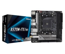 Płyta ASRock A520M-ITX/ac /AMD A520M/DDR4/SATA3/M.2/USB3.1/PCIe3.0/WiFi/BT/AM4/mITX ASRock