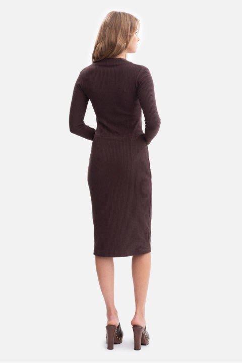 Sukienka Model B307 Gorzka Czekolada - BeWear BeWear Sukienka Model B307 Gorzka Czekolada - BeWear BeWear