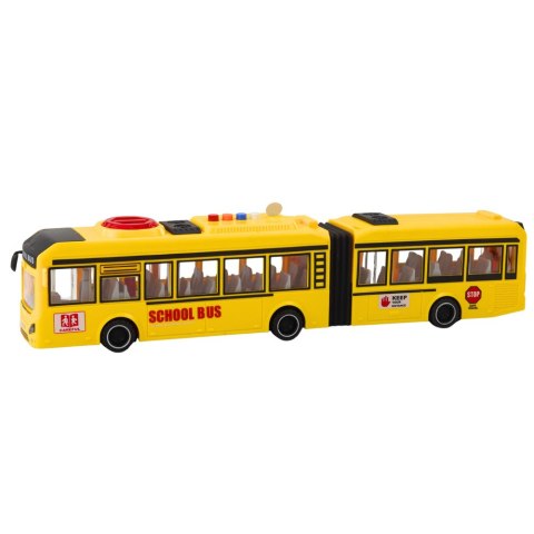 Autobus Przegubowy Szkolny Otwierane Drzwi Światła Dźwięki Żółty 1:16 LEAN Toys Autobus Przegubowy Szkolny Otwierane Drzwi Światła Dźwięki Żółty 1:16 LEAN Toys