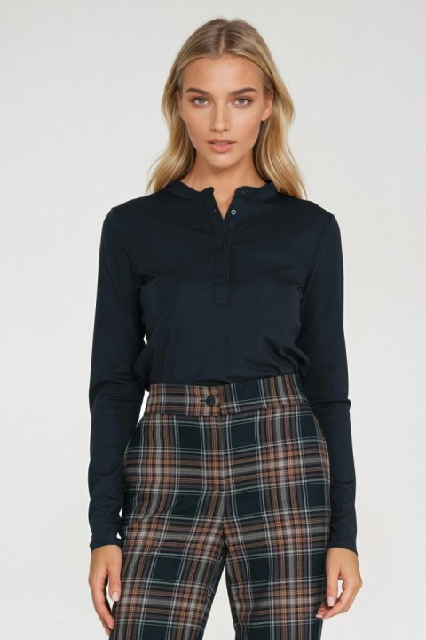 Bluzka polo ze stójką B195 Navy - Nife Nife Bluzka polo ze stójką B195 Navy - Nife Nife