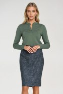 Bluzka polo ze stójką B195 Oliwka - Nife Nife Bluzka polo ze stójką B195 Oliwka - Nife Nife