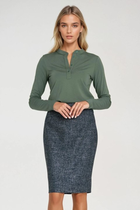 Bluzka polo ze stójką B195 Oliwka - Nife Nife Bluzka polo ze stójką B195 Oliwka - Nife Nife