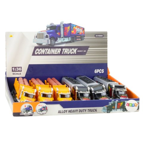 Ciężarówka Cysterna Transport Drewna Napęd Pull-Back Światła Dźwięki 1:36 LEAN Toys Ciężarówka Cysterna Transport Drewna Napęd Pull-Back Światła Dźwięki 1:36 LEAN Toys