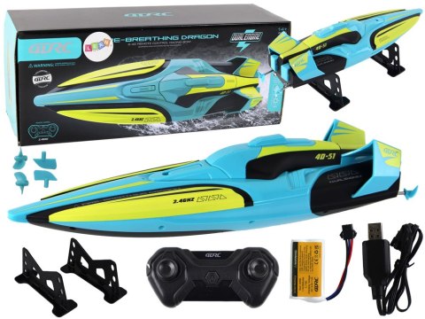 Łódź Wodna RC 2.4G Żółto-Turkusowa Wodoodporna Pilot Do Sterowania LEAN Toys Łódź Wodna RC 2.4G Żółto-Turkusowa Wodoodporna Pilot Do Sterowania LEAN Toys