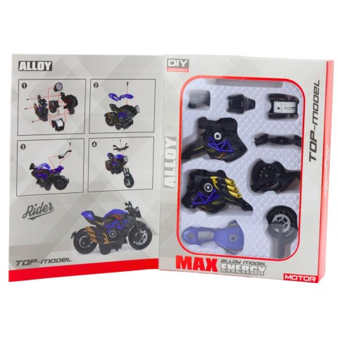 Motocykl Do Składania Skręcania Metal 1:14 DIY Czarno-Niebieski LEAN Toys Motocykl Do Składania Skręcania Metal 1:14 DIY Czarno-Niebieski LEAN Toys