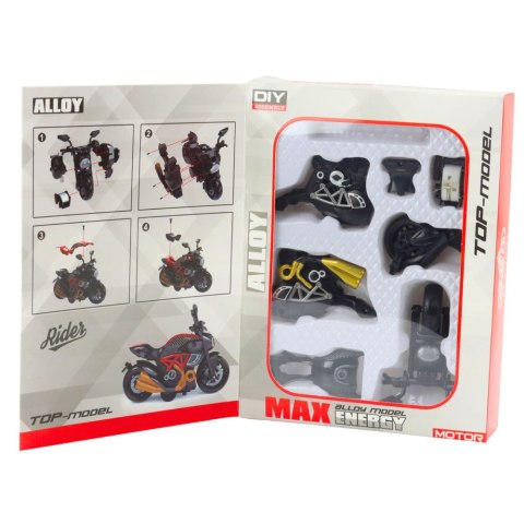Motocykl Do Składania Skręcania Metal 1:14 DIY Czarny Złote Elementy LEAN Toys Motocykl Do Składania Skręcania Metal 1:14 DIY Czarny Złote Elementy LEAN Toys