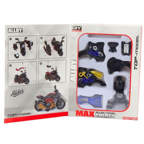 Motocykl Do Składania Skręcania Metal 1:14 DIY Niebieski LEAN Toys Motocykl Do Składania Skręcania Metal 1:14 DIY Niebieski LEAN Toys