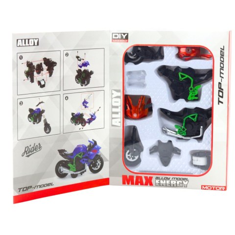 Motocykl Do Składania Skręcania Metal 1:14 DIY Pomarańczowo-Zielony LEAN Toys Motocykl Do Składania Skręcania Metal 1:14 DIY Pomarańczowo-Zielony LEAN Toys