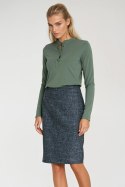 Spódnica Ołówkowa spódnica z dekoracyjnym zamkiem SP85 Navy Melange - Nife Nife Spódnica Ołówkowa spódnica z dekoracyjnym zamkiem SP85 Navy Melange - Nife Nife
