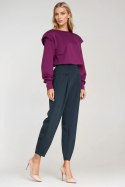 Spodnie baggy z wysokim stanem SD120 Navy - Nife Nife