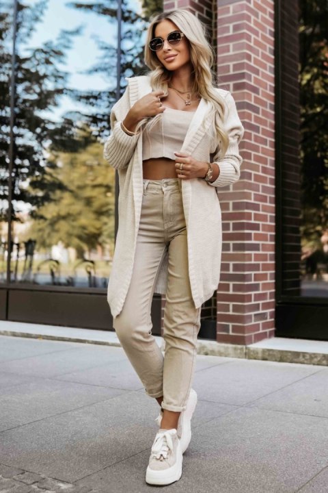 Sweter Kardigan Model 629-1 Beige - Numoco Numoco Sweter Kardigan Model 629-1 Beige - Numoco Numoco