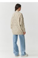 Sweter Kardigan Model S163 Beige Melange - Makadamia Makadamia
