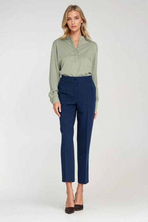 Wiskozowa bluzka polo ze stójką B194 Pistacja - Nife Nife Wiskozowa bluzka polo ze stójką B194 Pistacja - Nife Nife