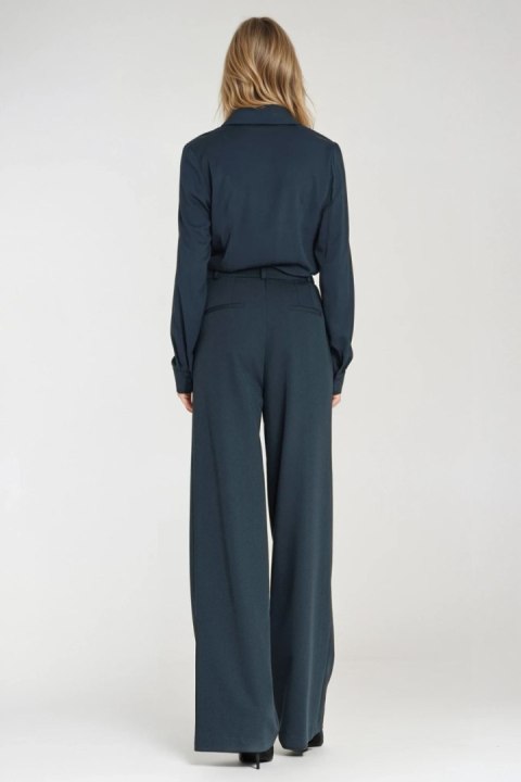 Wiskozowa bluzka z żabotem B202 Navy - Nife Nife Wiskozowa bluzka z żabotem B202 Navy - Nife Nife