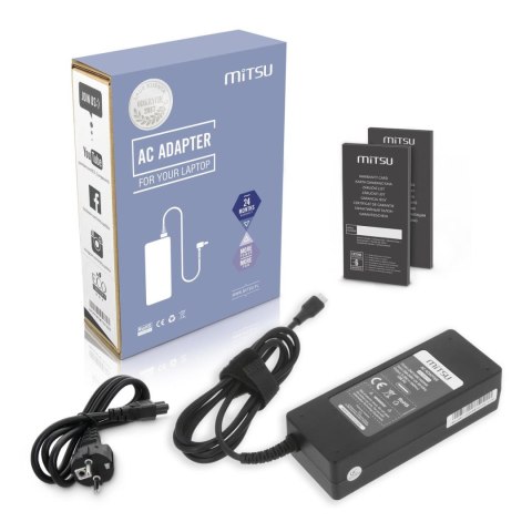 Zasilacz sieciowy Mitsu 100W USB-C, USBC, 5-20V, 3-5A (black) do notebooka Mitsu Zasilacz sieciowy Mitsu 100W USB-C, USBC, 5-20V, 3-5A (black) do notebooka Mitsu