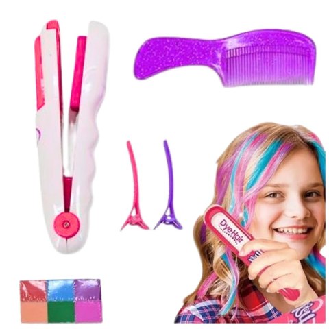 Zestaw Do Koloryzacji Włosów Prostownica Kolorowe Kredy Spinki Grzebień LEAN Toys Zestaw Do Koloryzacji Włosów Prostownica Kolorowe Kredy Spinki Grzebień LEAN Toys