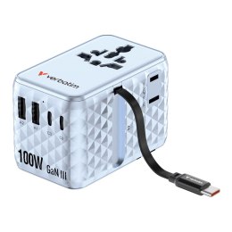 Adapter podróżny Verbatim Charge 'n' Travel GaN III globalny 1xUSB-C PD 3.0 QC 4+ 100W, 2xUSB-C 15W, 1xUSB-A 12W niebieski Verbatim