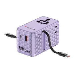 Adapter podróżny Verbatim Charge 'n' Travel GaN III globalny 1xUSB-C PD 3.0 QC 4+ 70W, 1xUSB-C PD 3.0 QC 4+ 60W, 1xUSB-C 5W, 1x  Verbatim