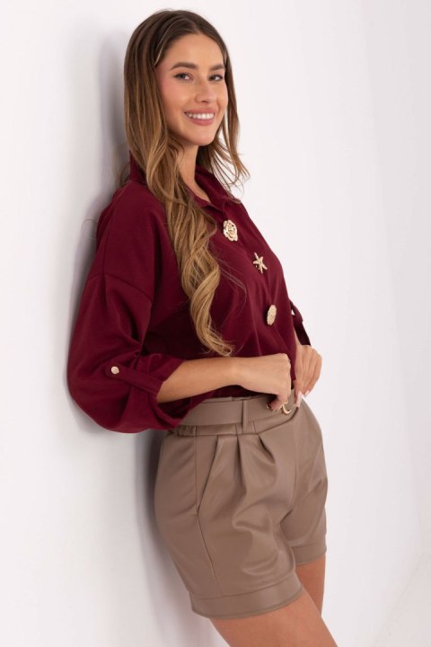 Koszula Damska Model MI-KS-4192.34 Bordo - Rue Paris Rue Paris Koszula Damska Model MI-KS-4192.34 Bordo - Rue Paris Rue Paris