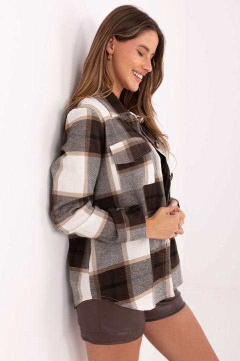 Koszula Damska Model MI-KS-9384.22 Brown - Rue Paris Rue Paris Koszula Damska Model MI-KS-9384.22 Brown - Rue Paris Rue Paris