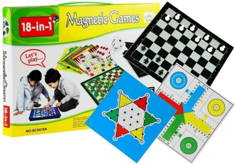 Zestaw Gier Rodzinnych 18w1 Szachy Magnetyczna Szachownica LEAN Toys Zestaw Gier Rodzinnych 18w1 Szachy Magnetyczna Szachownica LEAN Toys